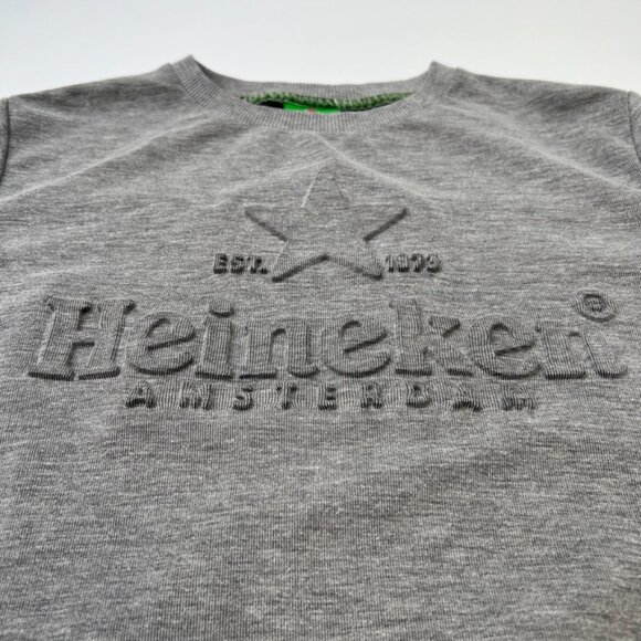 Heineken Sweatshirt Men Medium Embossed Logo Classic Jumper Work Party Core Ex - Picture 6 of 15